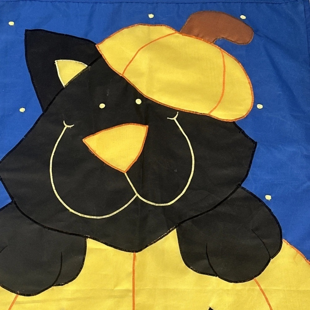 Vintage Halloween Black Cat Flag Garden Cute Inside pumpkin 28x42” Die Cut - Picture 3 of 8
